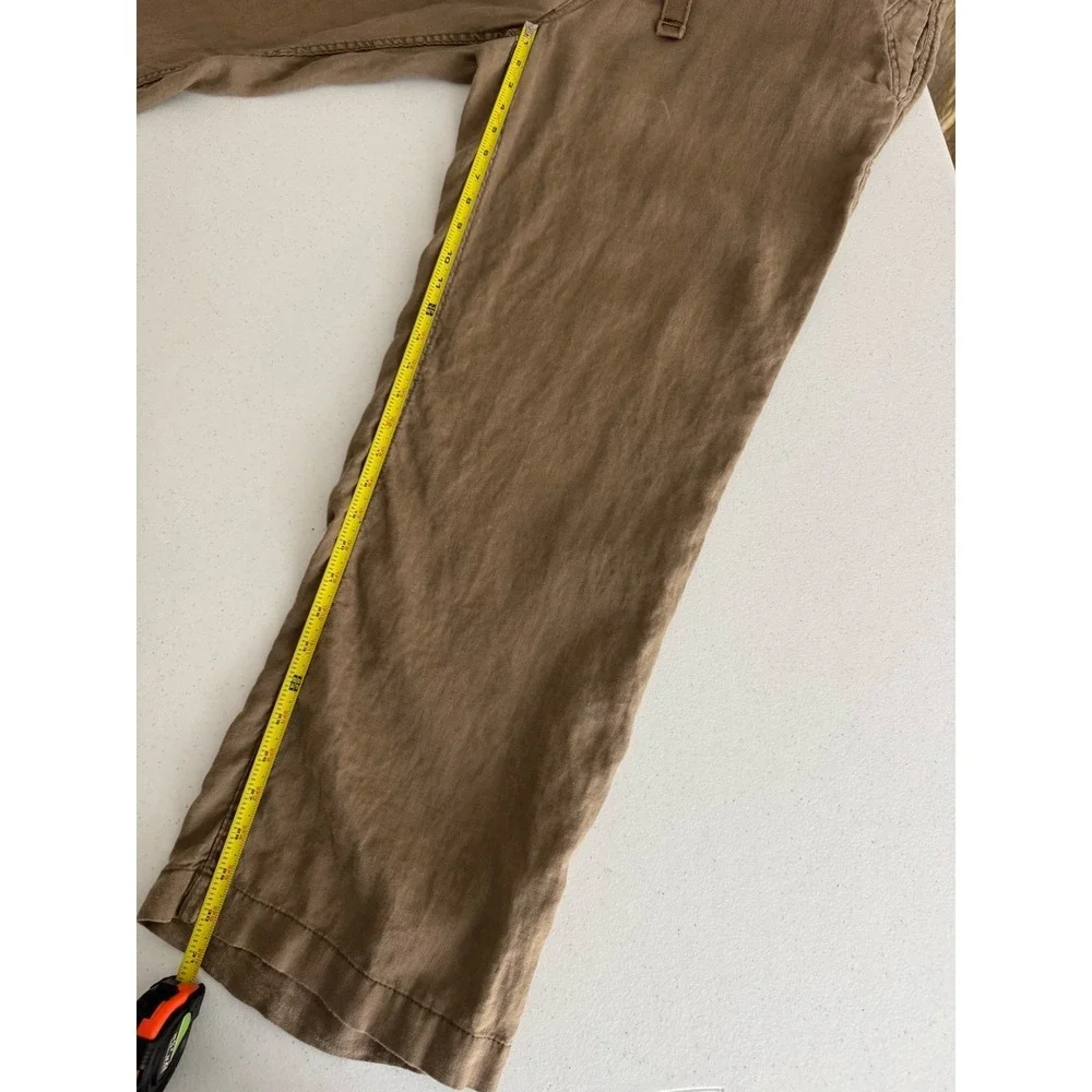 Old Navy 100% Linen Pants Mens 38x30 Drawstring Baggy Casual Relaxed Fit Brown